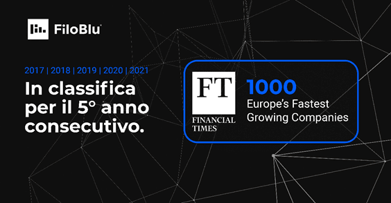 FiloBlu entra per il quinto anno consecutivo nella celebre classifica FT 1000 EUROPE’S FASTEST GROWING COMPANIES DEL FINANCIAL TIMES