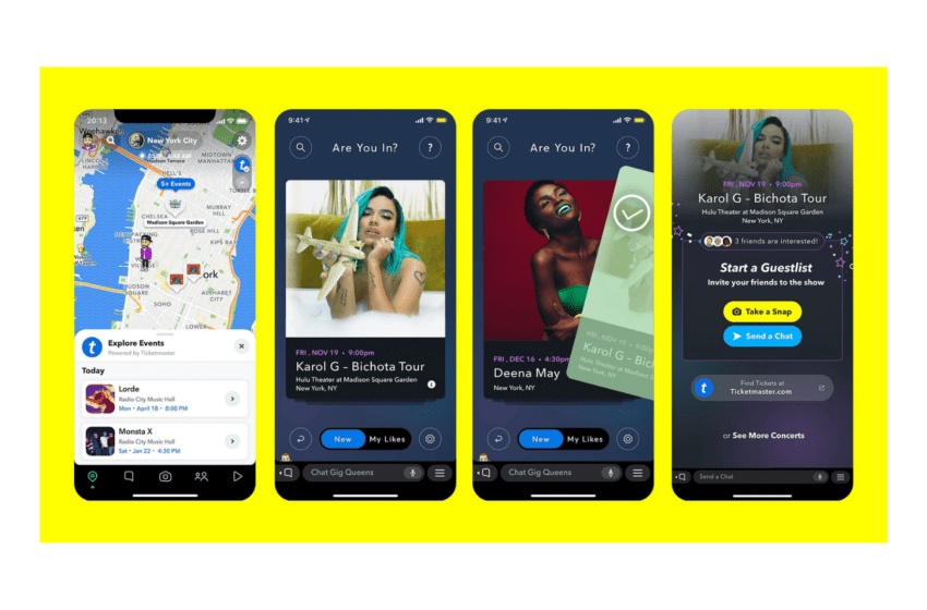  Snapchat e Ticketmaster presentano una nuova modalità per scoprire gli eventi live