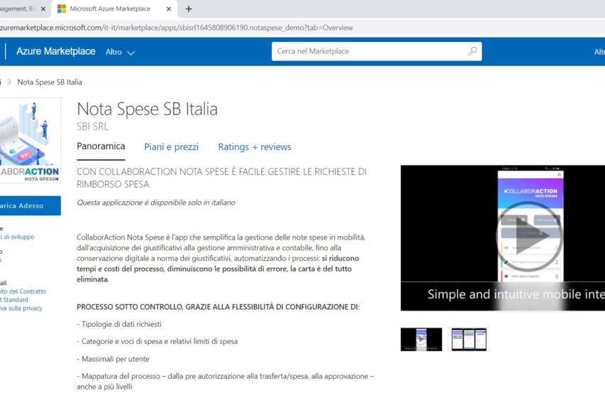  SB Italia collaboraction nota spese approda su Microsoft Azure Marketplace