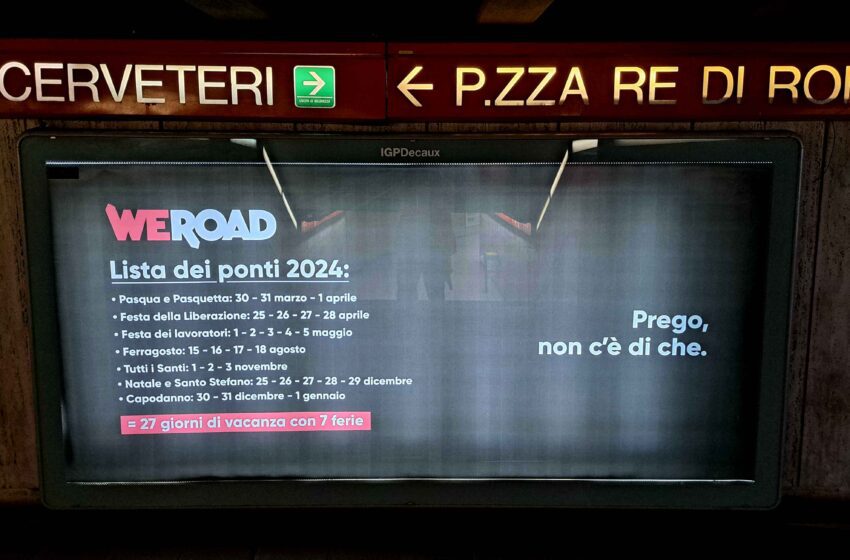  Il nuovo anno di WeRoad comincia con un OOH sulle metro di Milano e Roma, tra “buoni propositi” e un calendario di ponti da non perdere